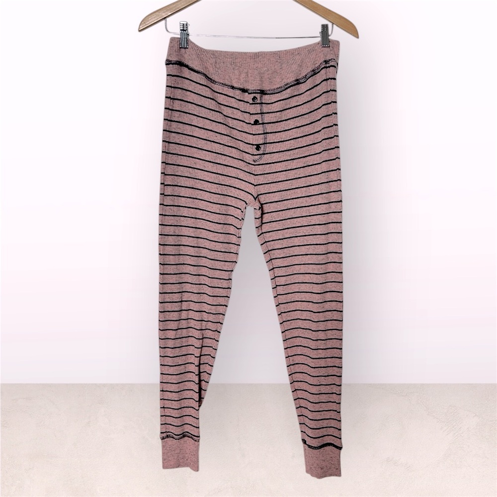 Sundry Pink & Black Striped Ribbed Lounge Pants Size 4 XL X Large
